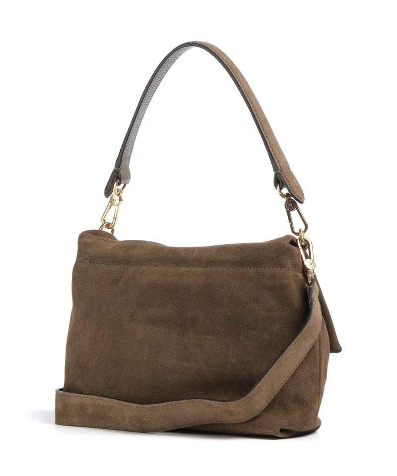 Abro Suede Temi Medium Schultertasche khaki
