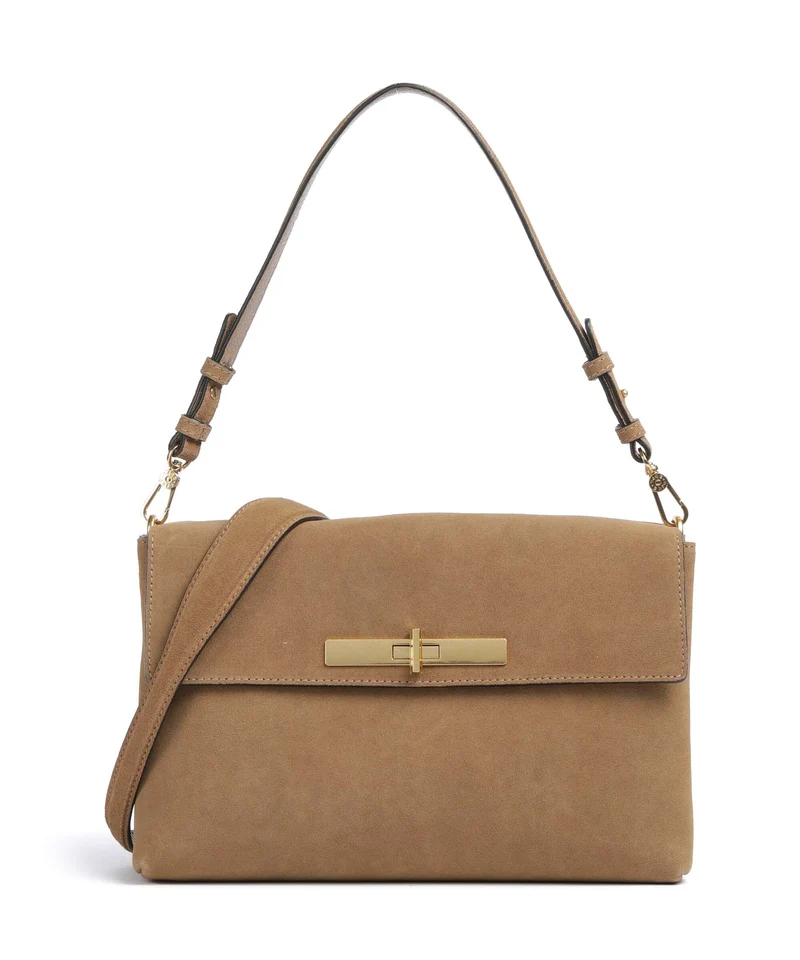 Abro Suede Twist Schultertasche cappuccino
