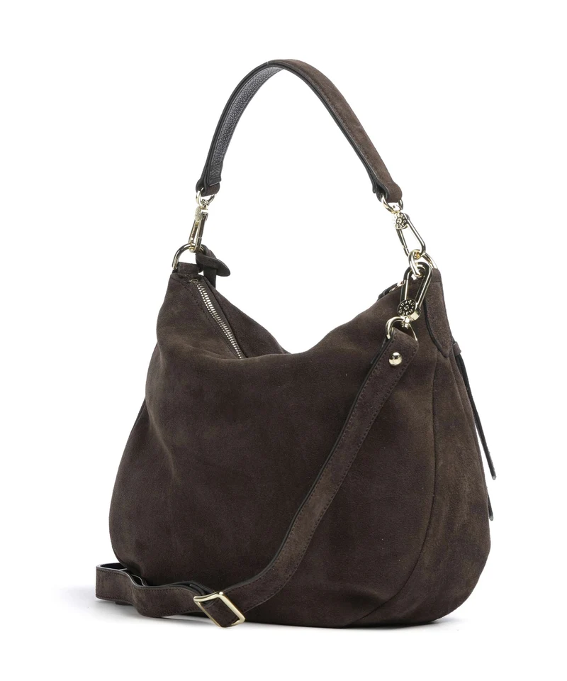 Abro Suede Juna Small Beuteltasche dark brown