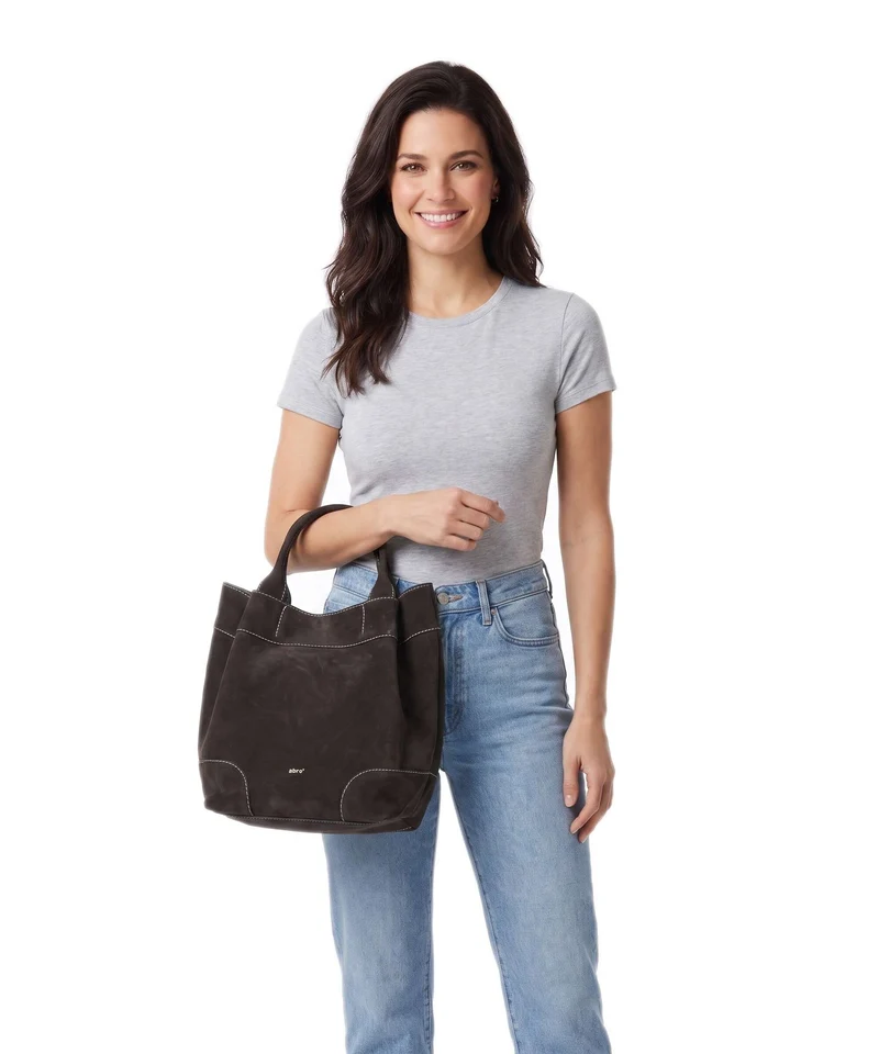 Abro Suede Essential Medium Handtasche dark brown