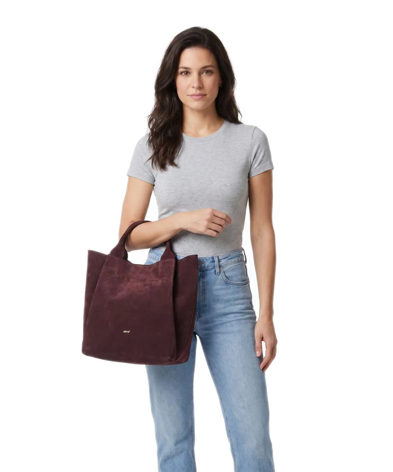 Abro Suede Essential Medium Handtasche burgundy
