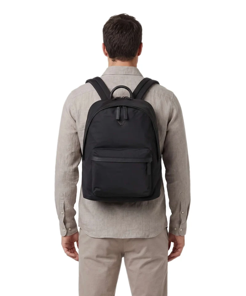 Emporio Armani Nylon Recycled Rucksack black beauty