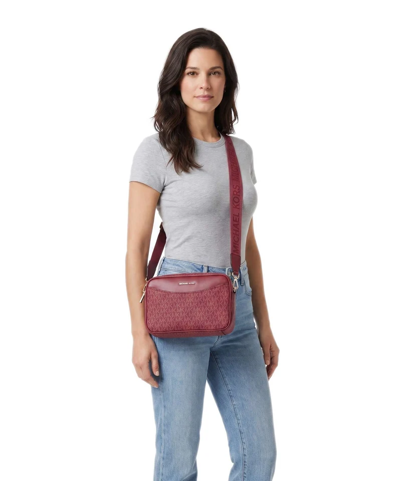 Michael Kors Bev Large Umhängetasche deep red