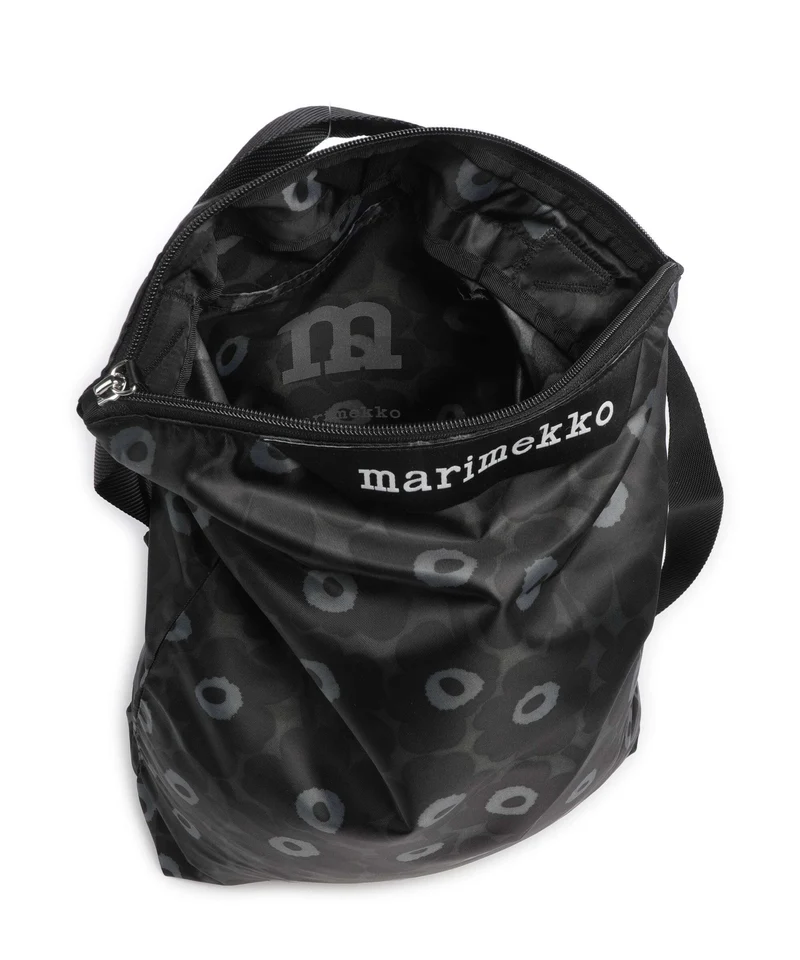 Marimekko Neat Unikko M Beuteltasche black/dark grey