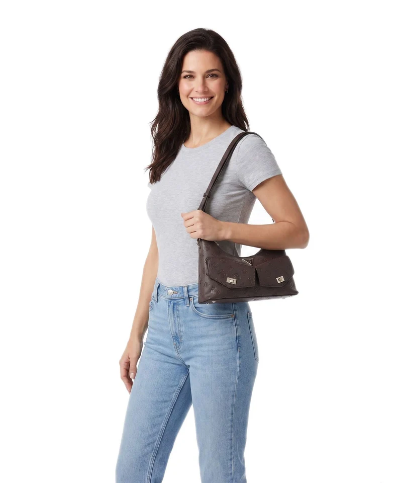 Guess Blake Schultertasche brown logo