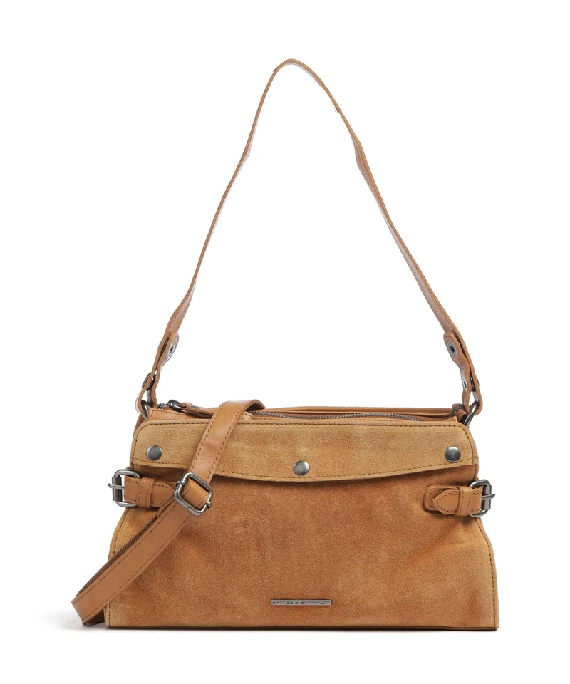 Spikes & Sparrow Suede Mix Madelon Schultertasche tan