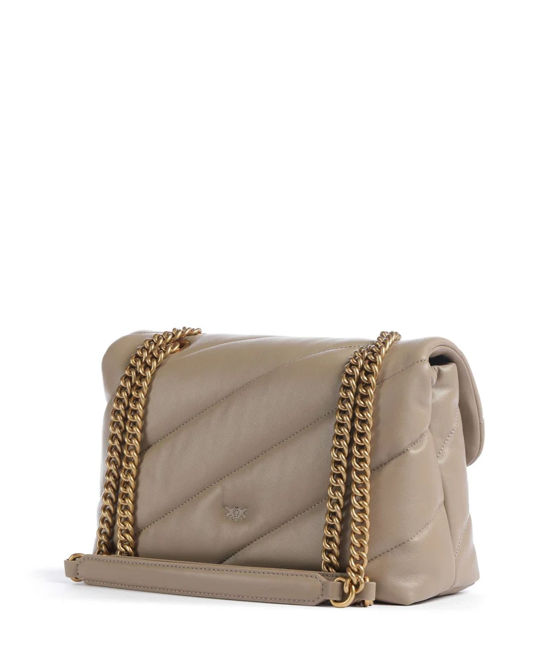 Pinko Love Puff Classic New Buckle Schultertasche grigio talpa/antique gold
