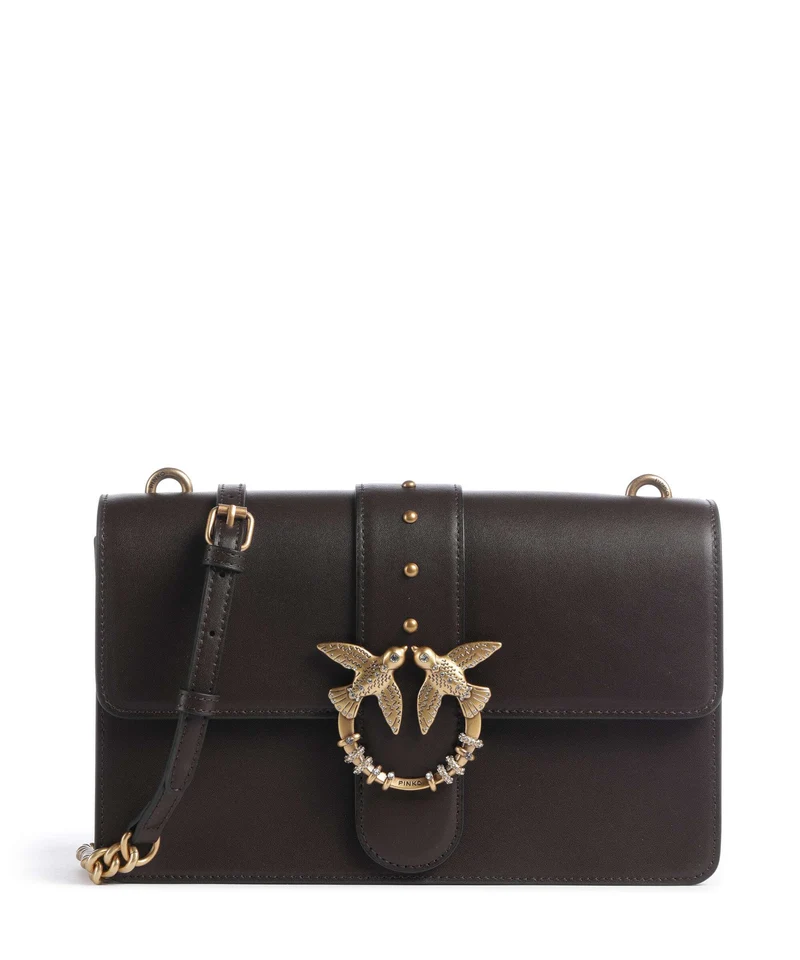 Pinko Love One Classic New Buckle Umhängetasche marrone marasca/antique gold