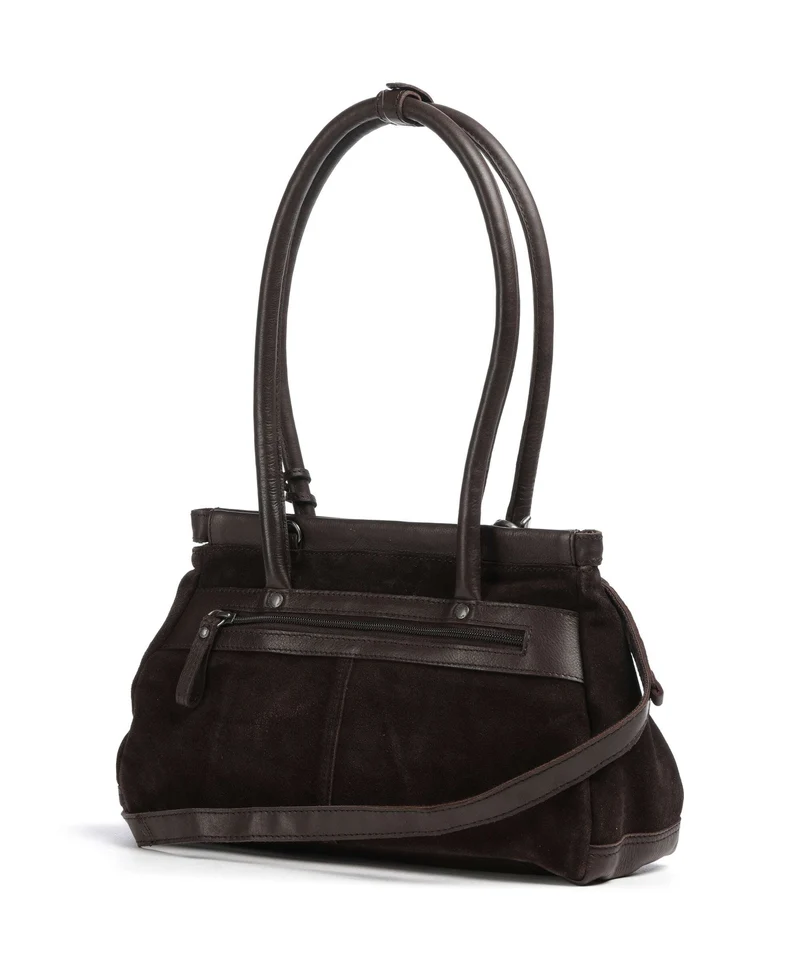 Spikes & Sparrow Suede Mix Milania Schultertasche dark brown