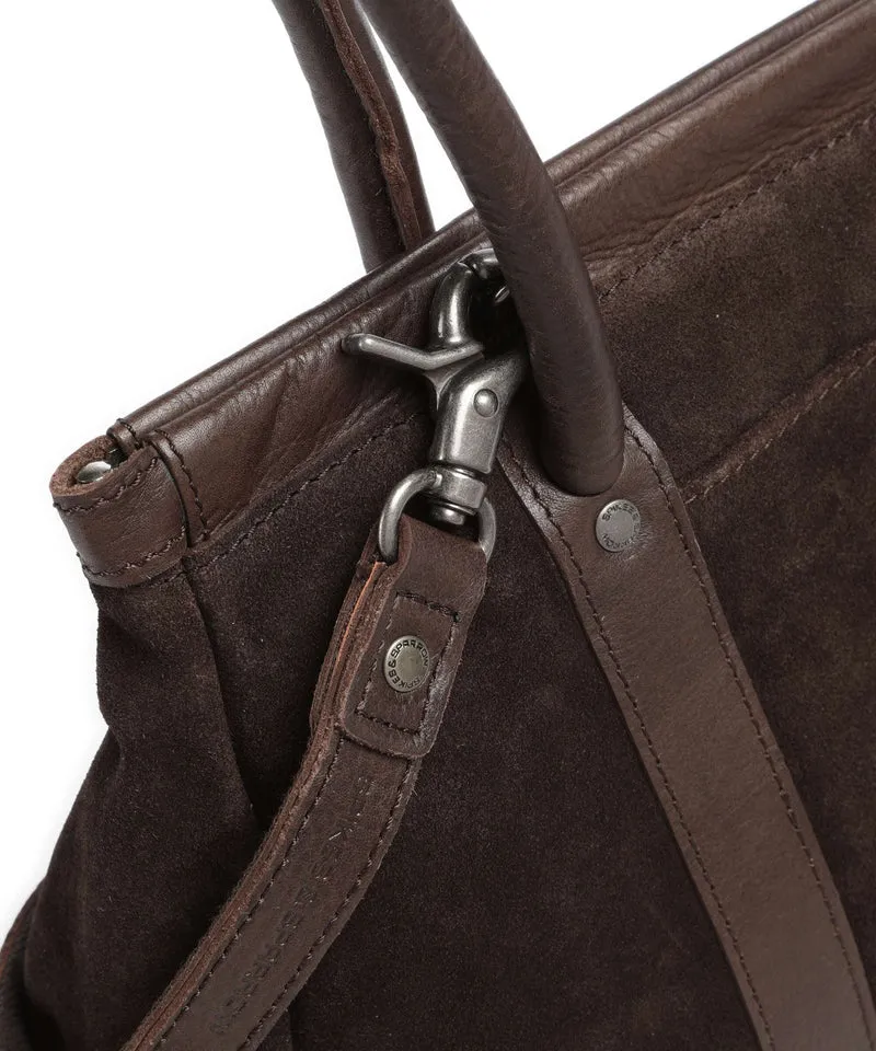 Spikes & Sparrow Suede Mix Milania Schultertasche dark brown