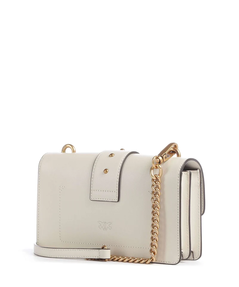 Pinko Love One Mini New Buckle Umhängetasche bianco seta/antique gold