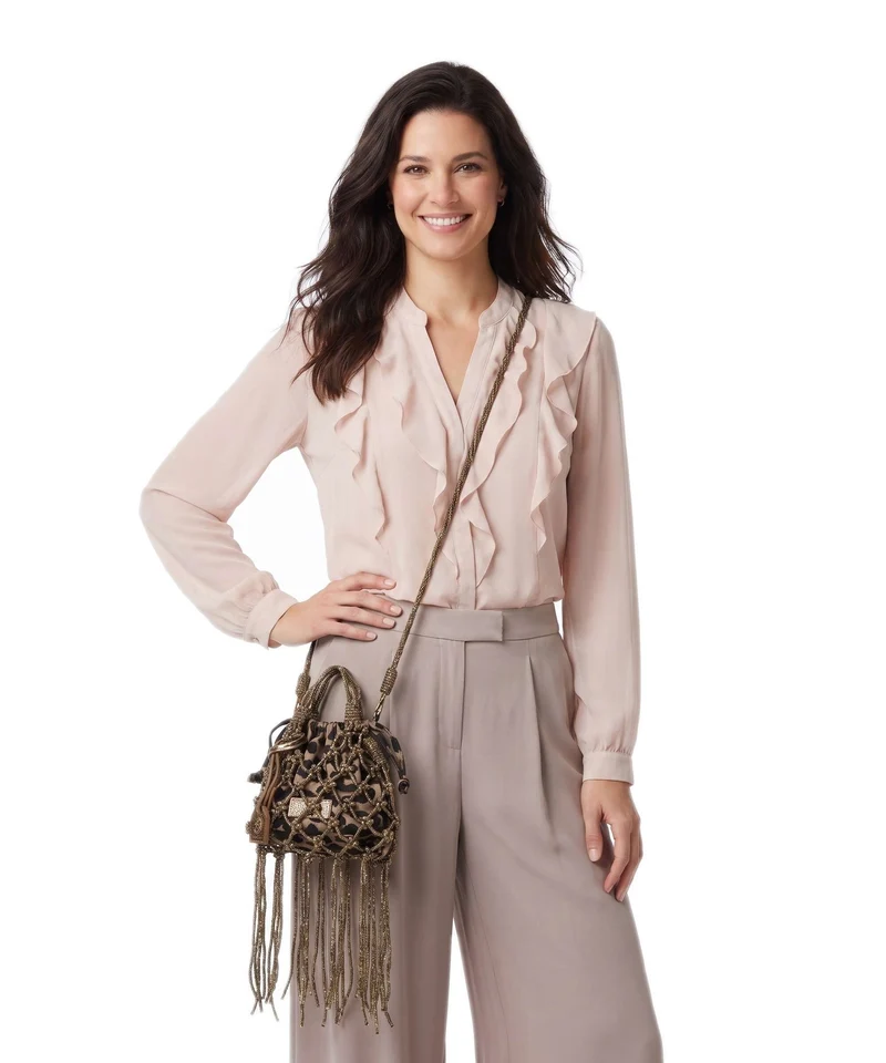 Kurt Geiger Macrame Mini Crystal Umhängetasche bronze