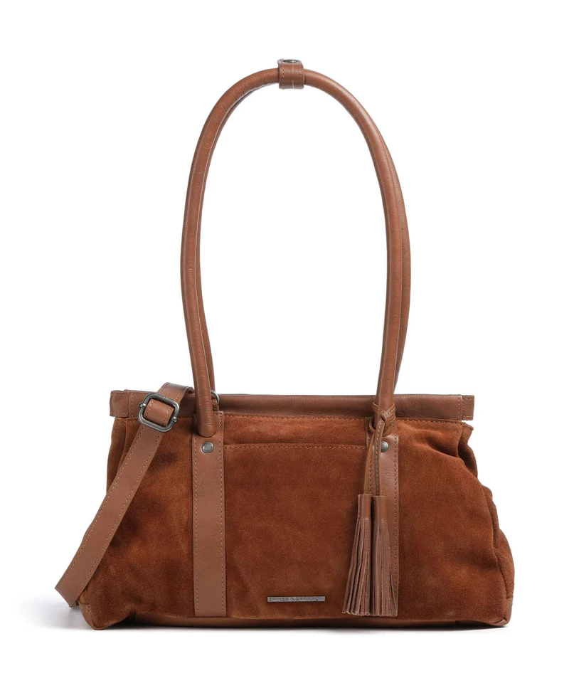 Spikes & Sparrow Suede Mix Milania Schultertasche mocca