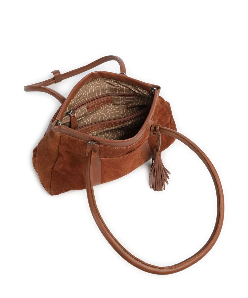 Spikes & Sparrow Suede Mix Milania Schultertasche mocca