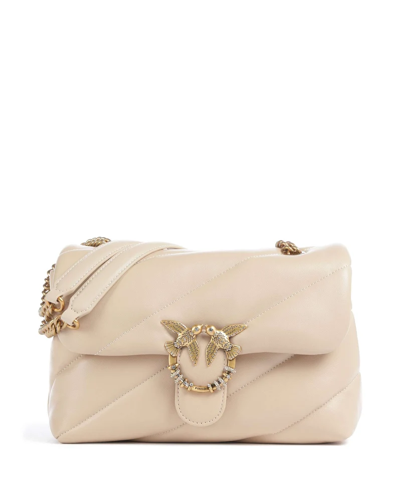 Pinko Love Puff Classic New Buckle Schultertasche beige/grigio fumo/antique gold