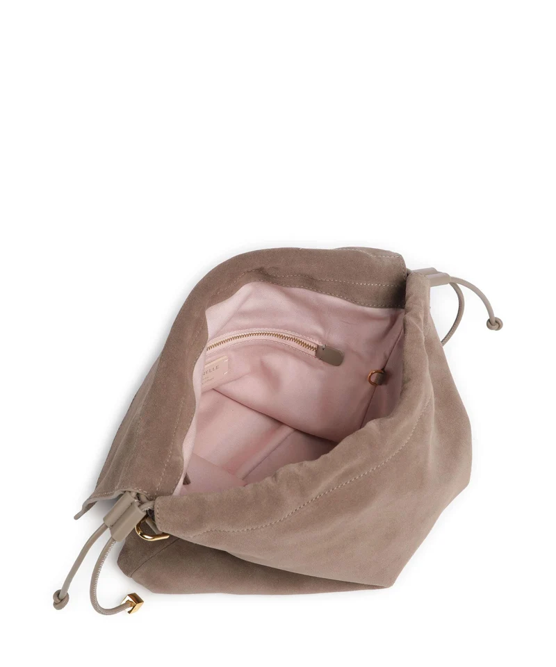 Coccinelle Lidia Suede Beuteltasche warm taupe