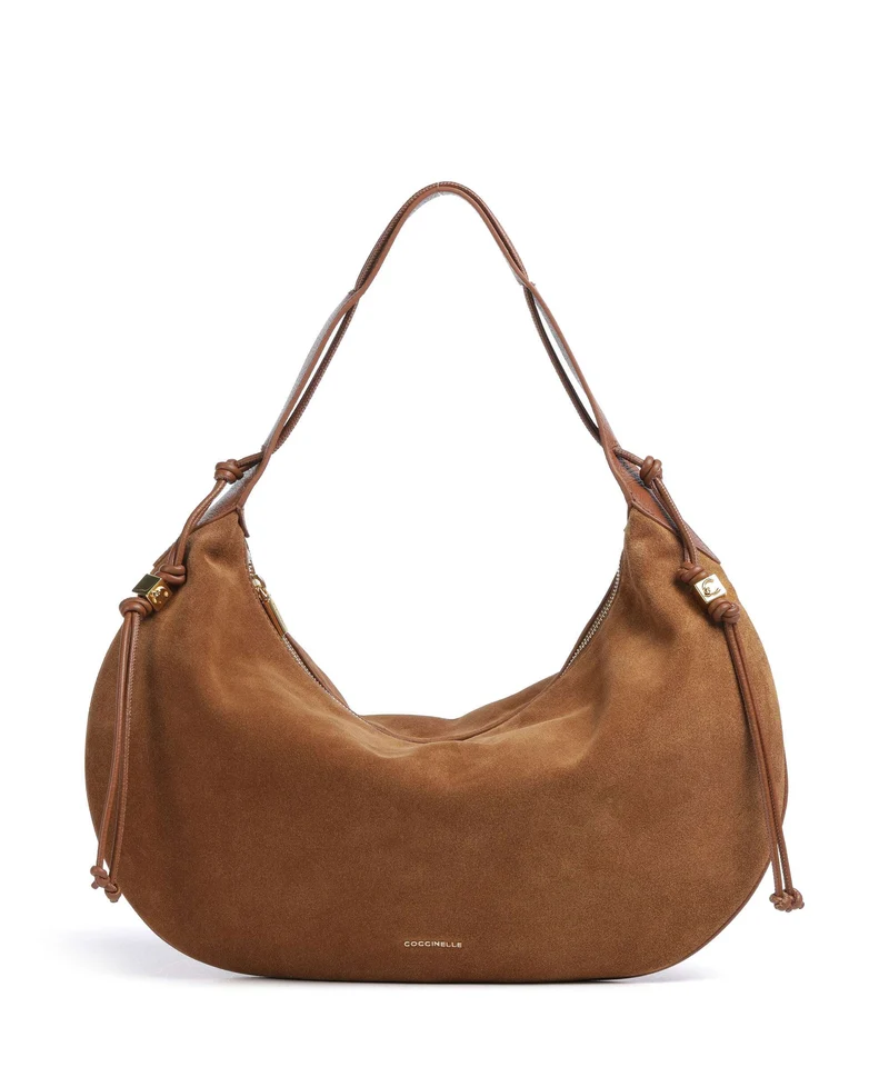 Coccinelle Thess Suede Beuteltasche cognac