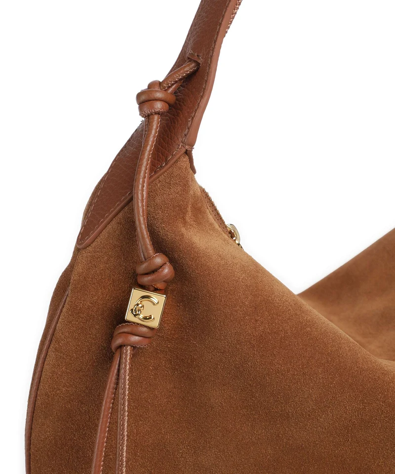 Coccinelle Thess Suede Beuteltasche cognac