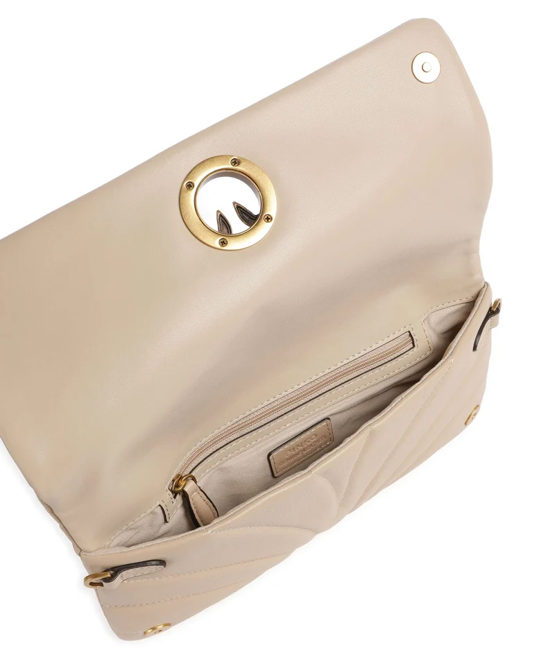 Pinko Click Horizontal Classic Umhängetasche beige/grigio fumo/antique gold