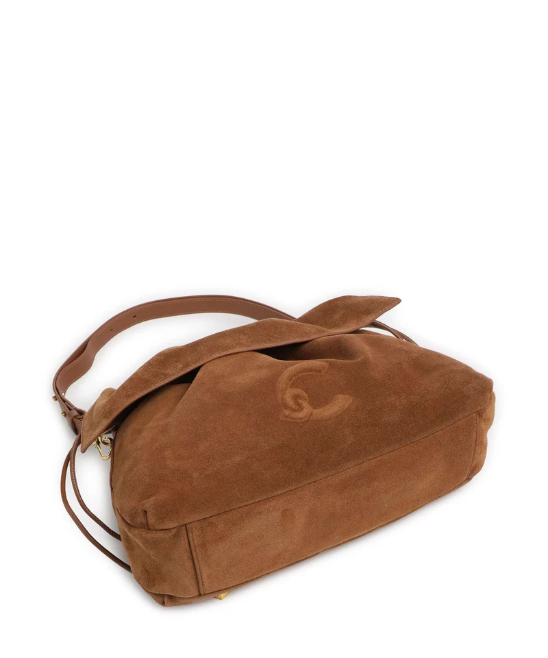 Coccinelle Lidia Suede Beuteltasche cognac