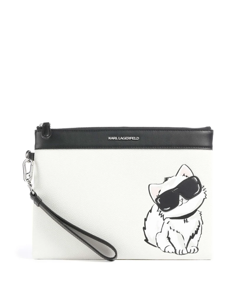 Karl Lagerfeld Ikon Choupette Handgelenktasche off white