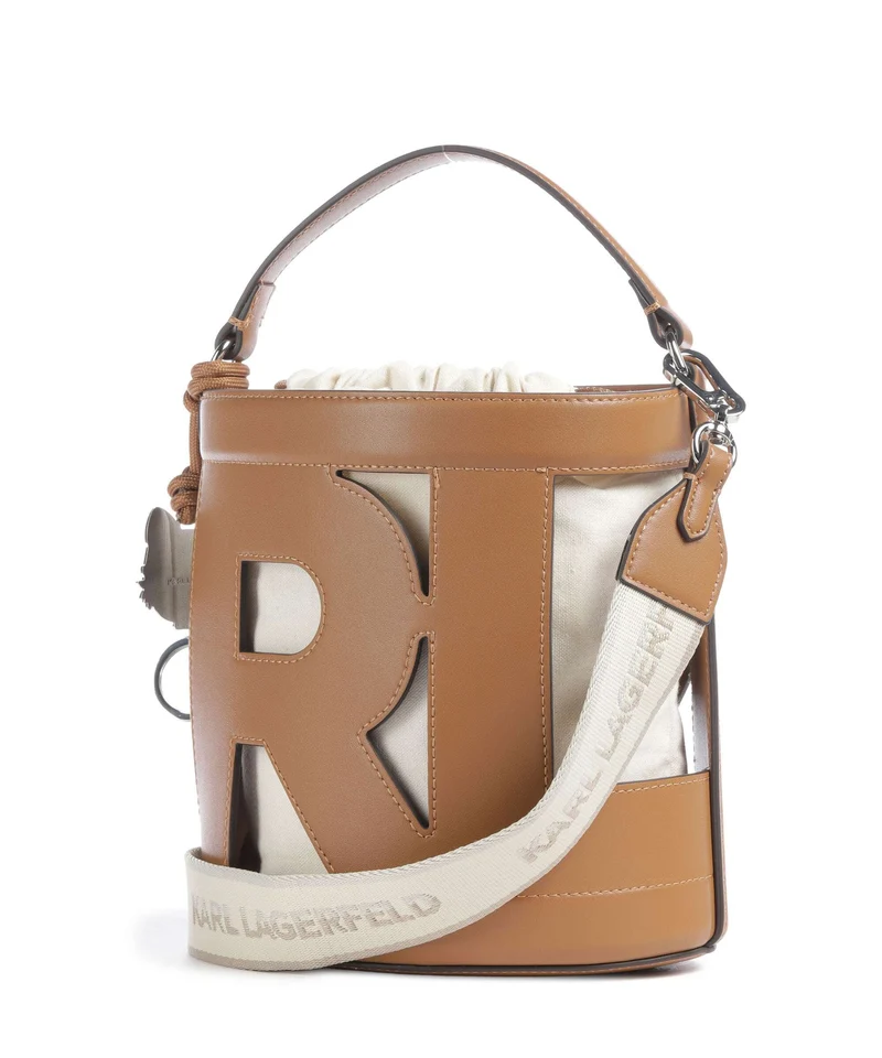 Karl Lagerfeld Ikon Monogram Bucket Handtasche diagonal cream monogram