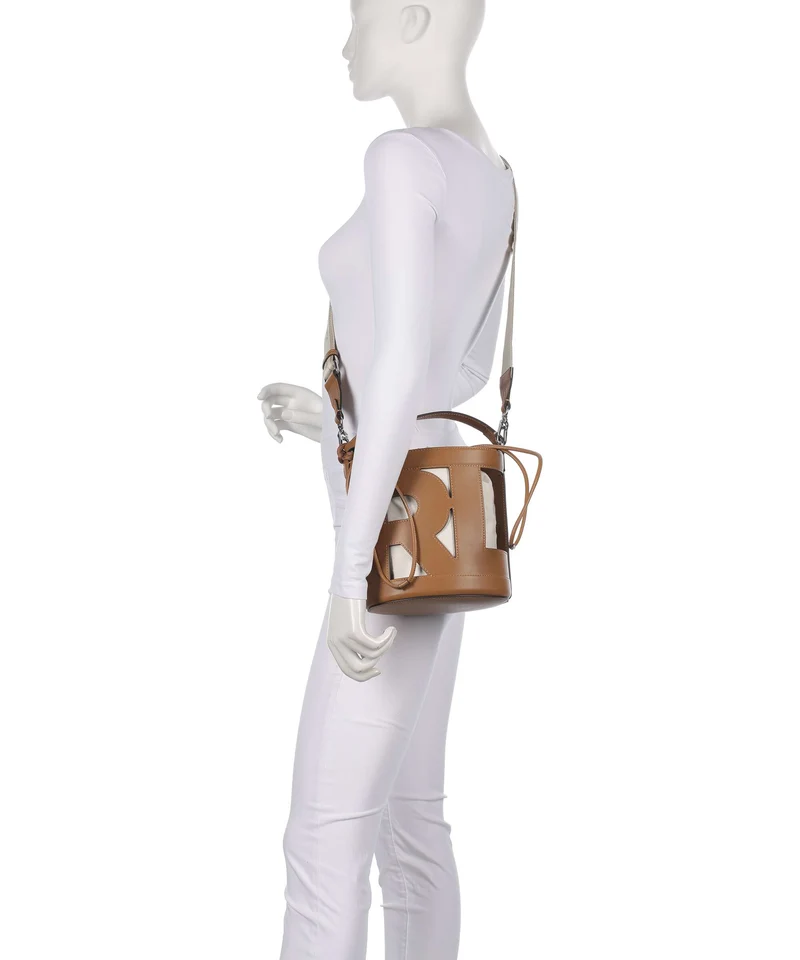Karl Lagerfeld Ikon Monogram Bucket Handtasche diagonal cream monogram
