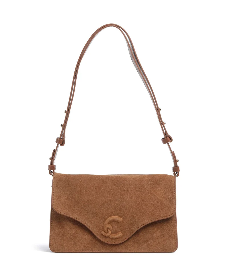 Coccinelle C-Me Softy Suede Schultertasche cognac