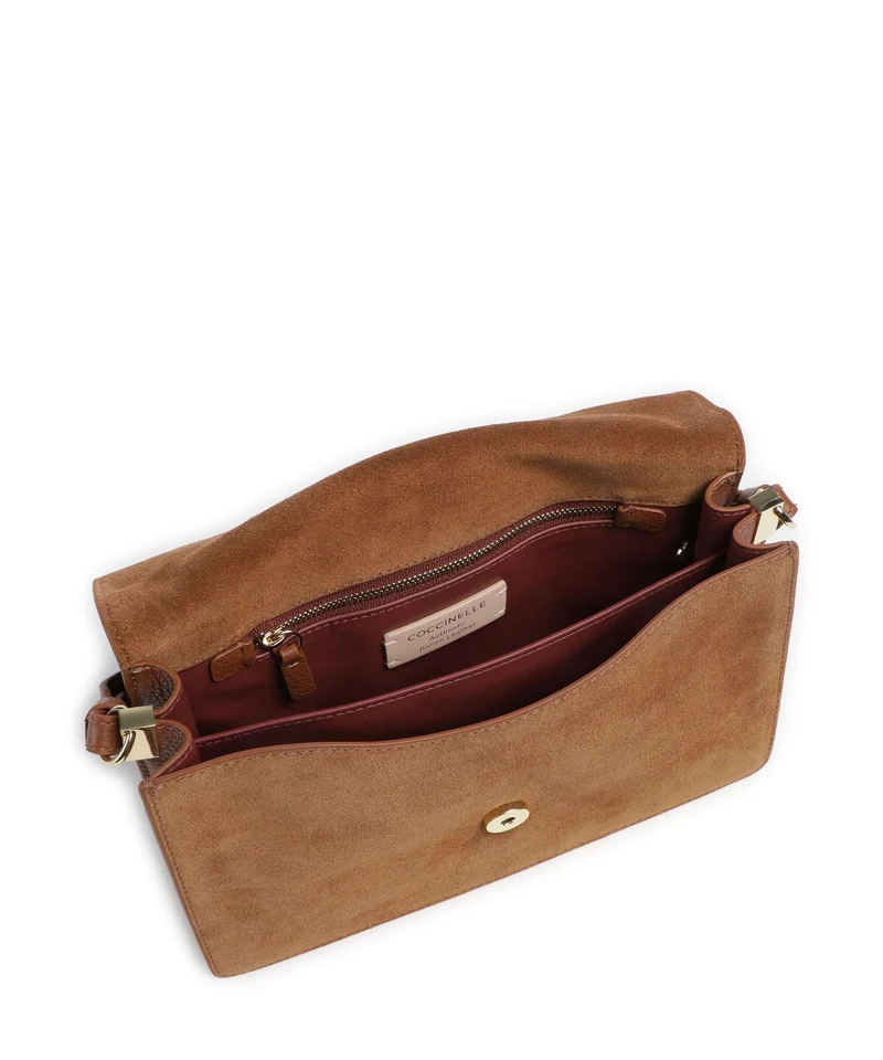 Coccinelle C-Me Softy Suede Schultertasche cognac