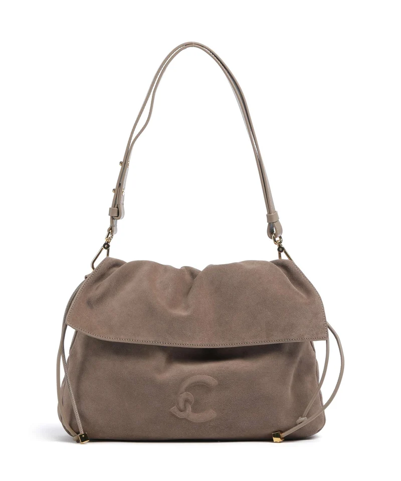 Coccinelle Lidia Suede Beuteltasche warm taupe