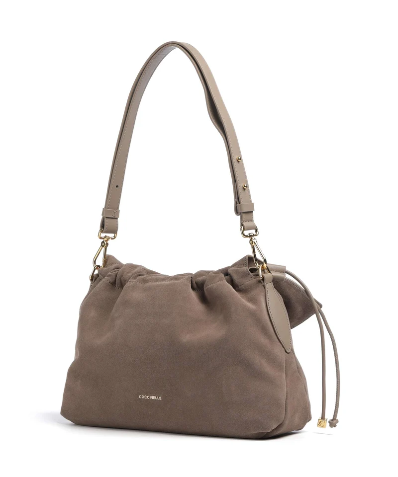Coccinelle Lidia Suede Beuteltasche warm taupe