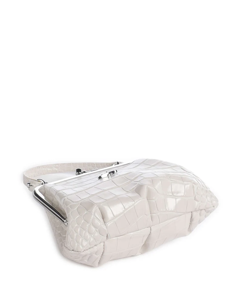 Vivienne Westwood Granny Frame Embossed Croc Handtasche pearl white