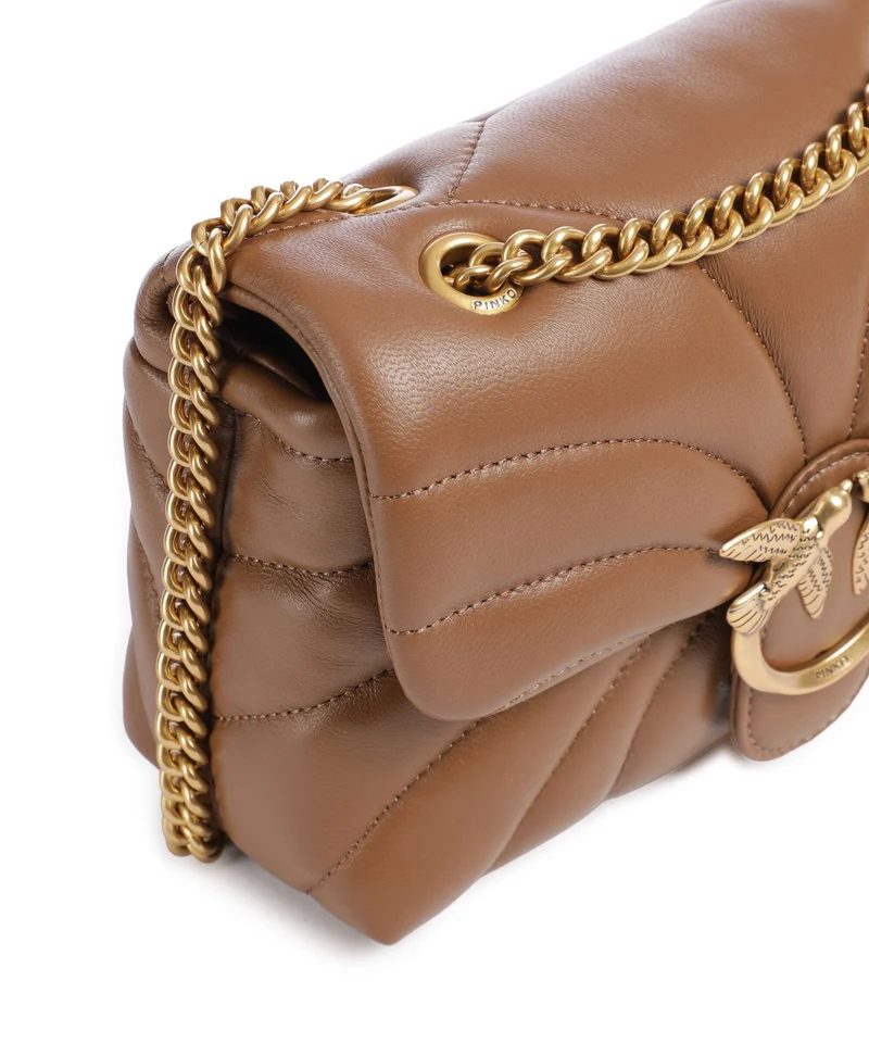 Pinko Love Puff Mini Schultertasche marrone cognac/antique gold