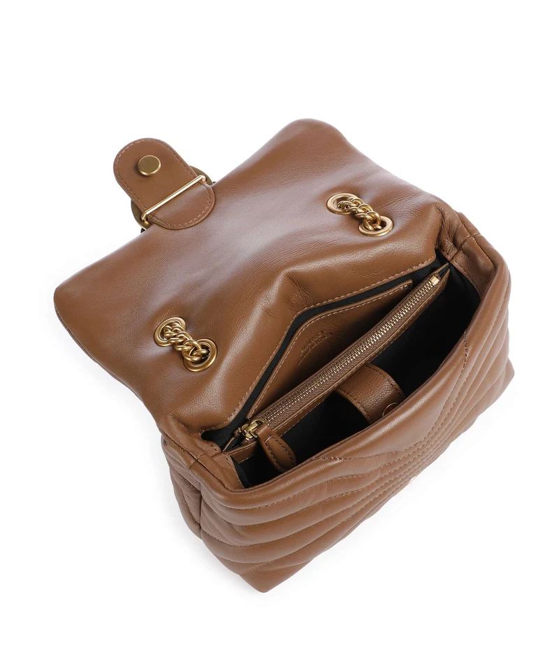 Pinko Love Puff Mini Schultertasche marrone cognac/antique gold