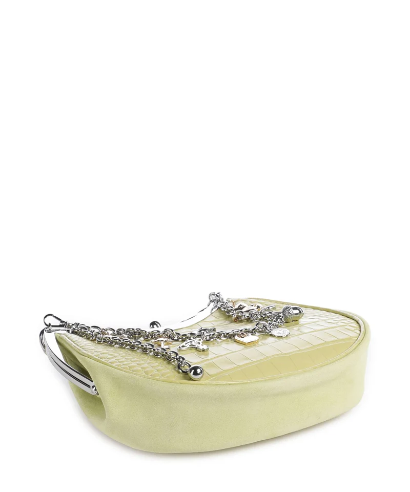 Vivienne Westwood Charm Frame Embossed Croc Schultertasche lime green