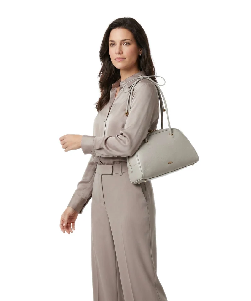 Furla Poppy M Schultertasche stone gray