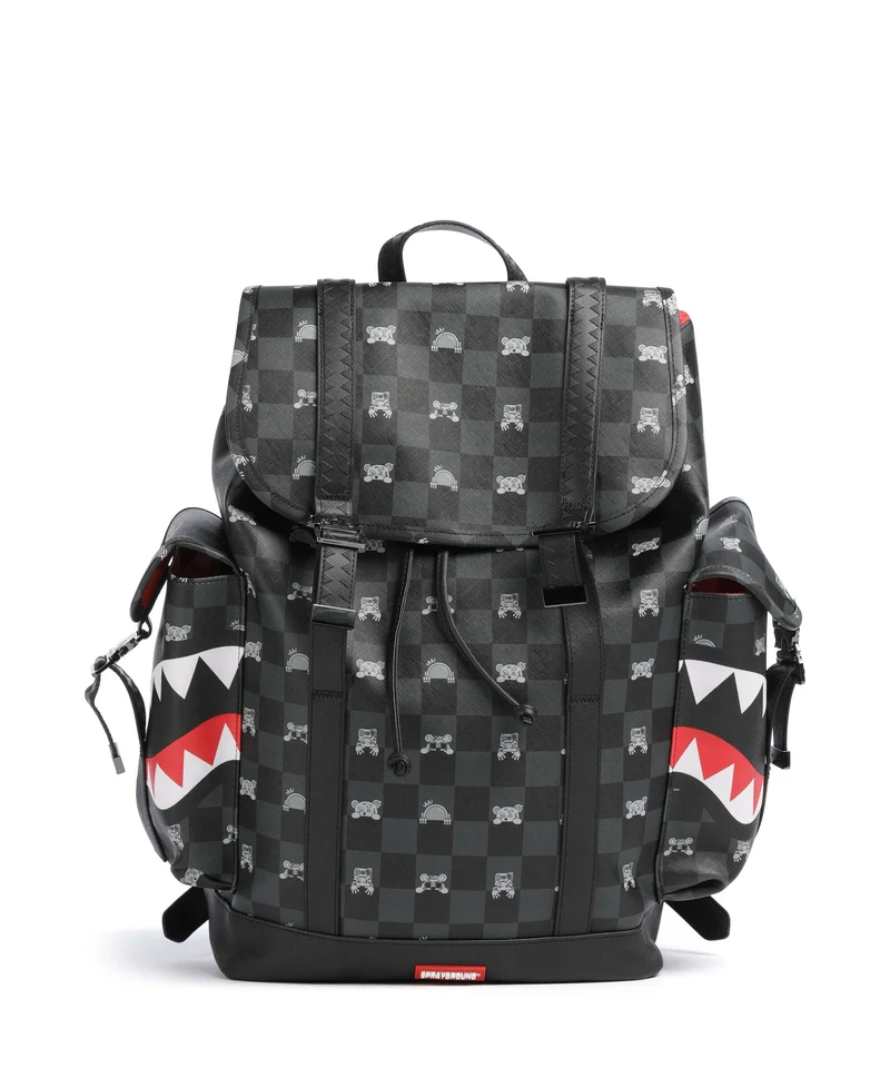 Sprayground Gray Peeking Character Check Monte Carlo Rucksack black/gray
