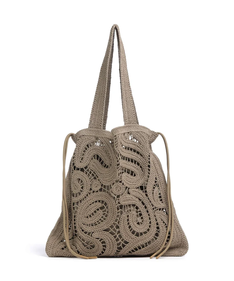 Pinko Crochet Geometrico Beuteltasche verde canguro