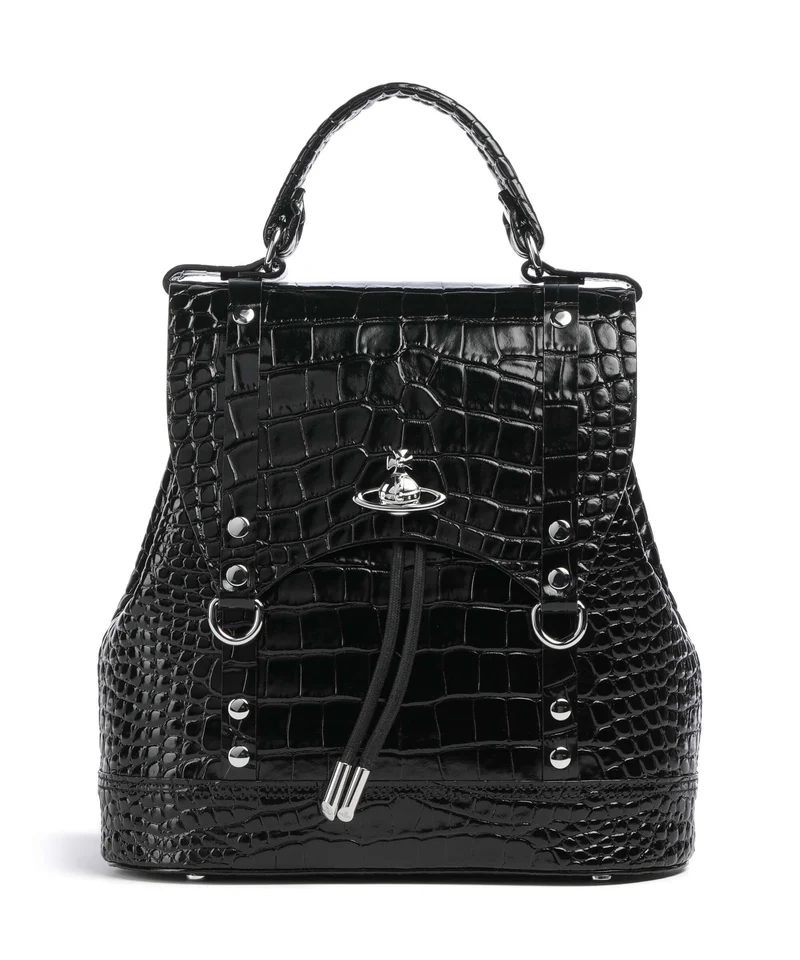 Vivienne Westwood Max Embossed Croc Small Rucksack black