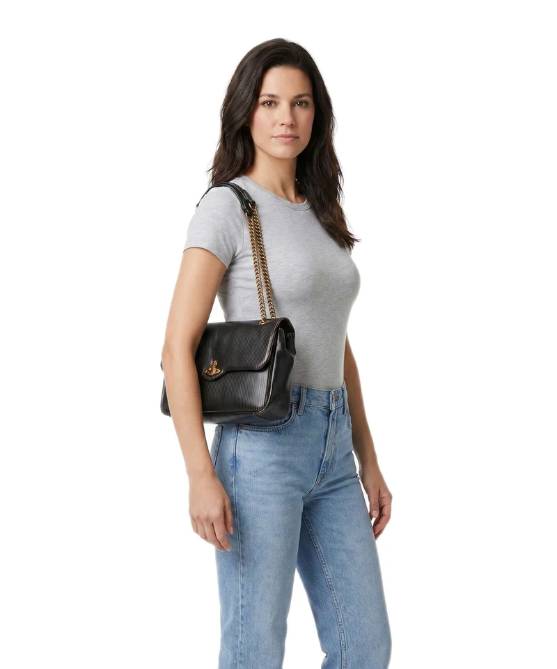 Vivienne Westwood Anita Laser Line Medium Schultertasche black/beige