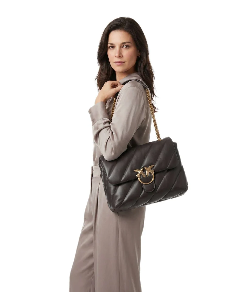 Pinko Love Puff Big Schultertasche marrone marasca/antique gold
