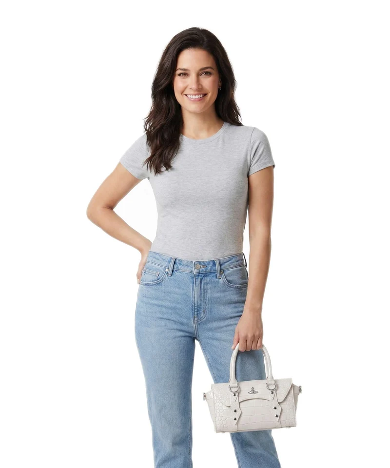 Vivienne Westwood Bettina Embossed Croc Mini Handtasche pearl white