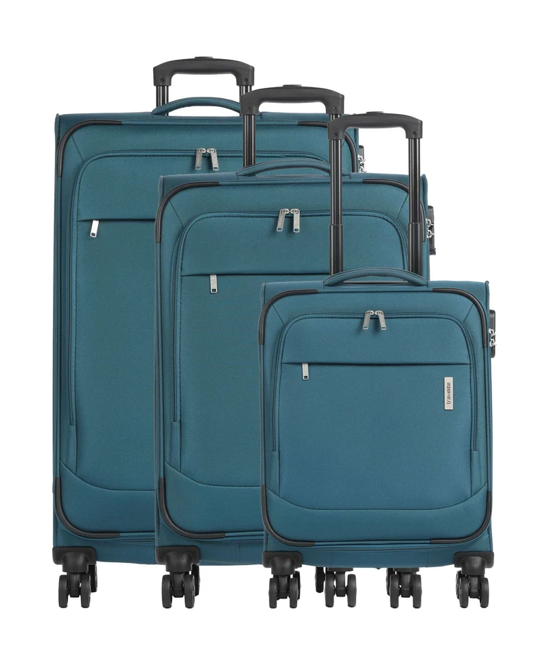 Travelite Priego 4-Rollen Trolley Set petrol