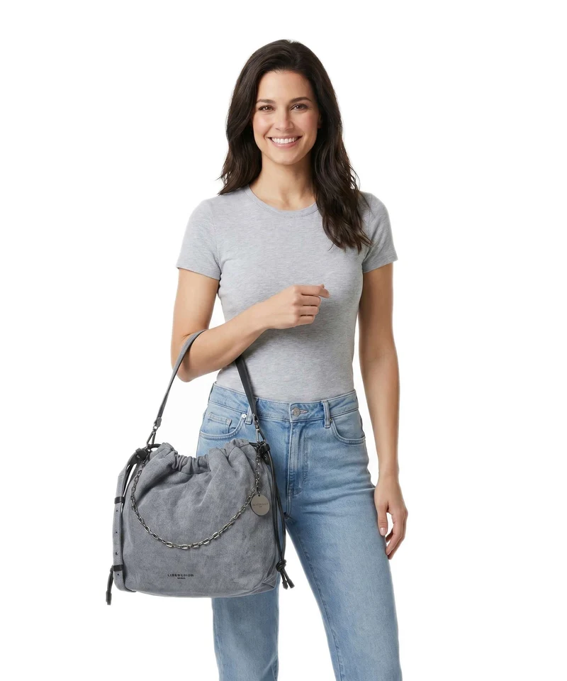 Liebeskind Lya II Denim M Bucket Handtasche blue denim