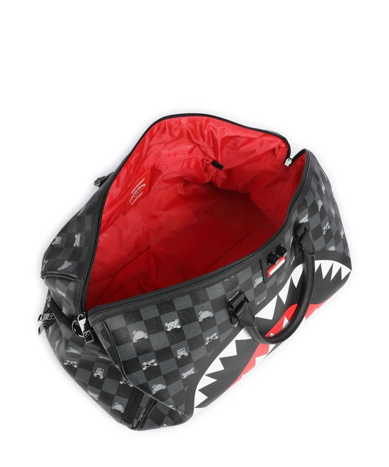 Sprayground Gray Peeking Character Check Weekender black