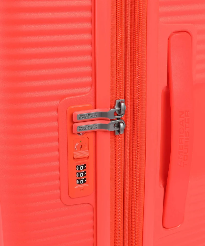American Tourister Soundbox 4-Rollen Trolley neon orange