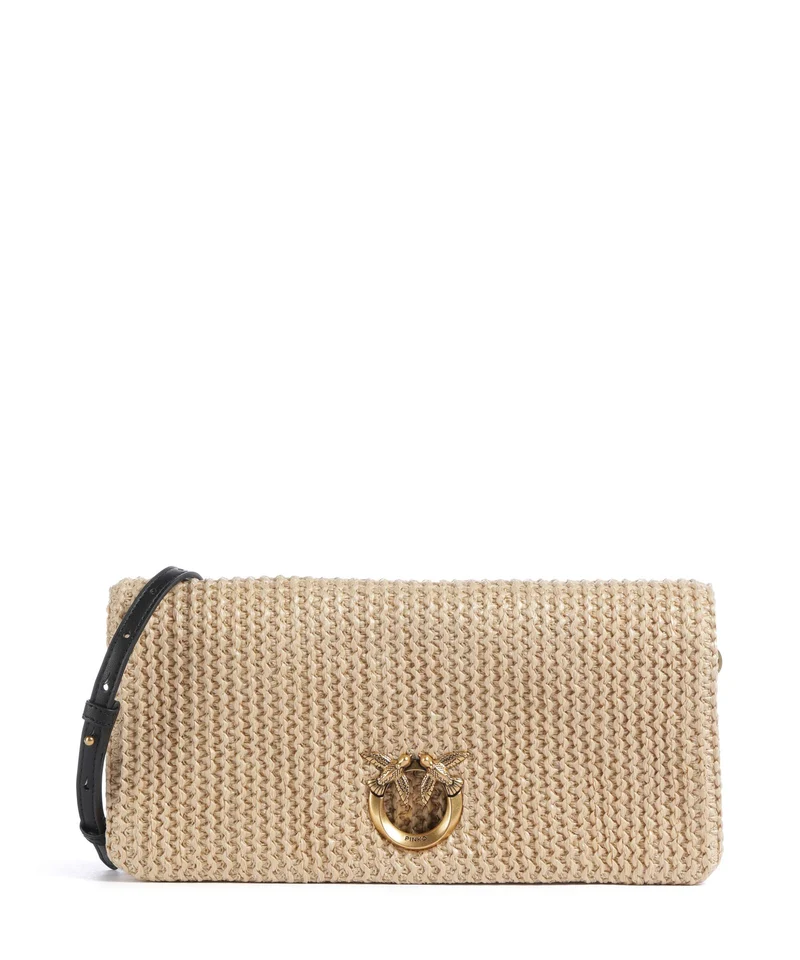 Pinko Love Click Soft Horizontal Classic Umhängetasche rafia/nero/antique gold