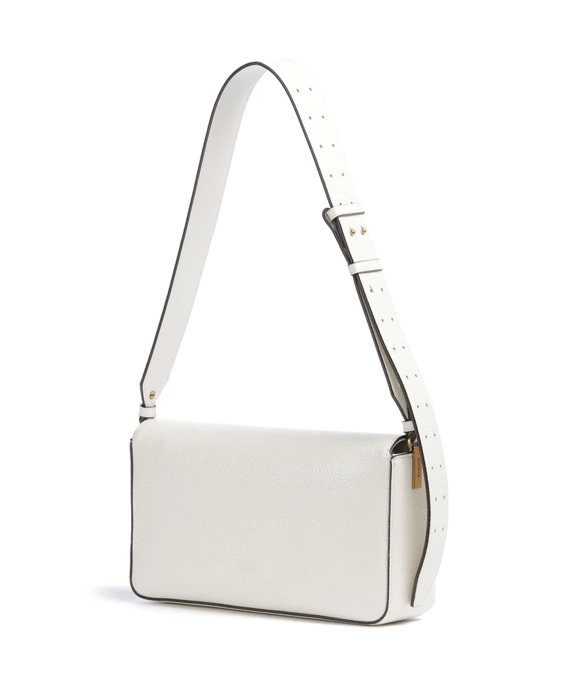 Pinko Love One Classic Slouchy Schultertasche bianco nembo/antique gold