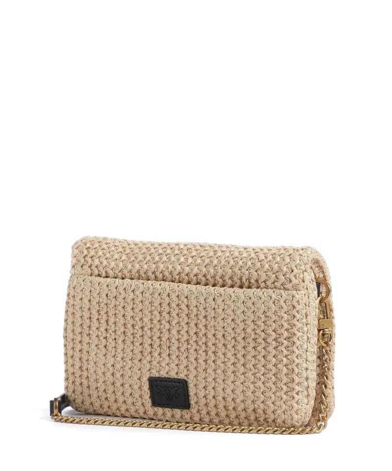 Pinko Love Click Soft Horizontal Mini Umhängetasche rafia/nero/antique gold