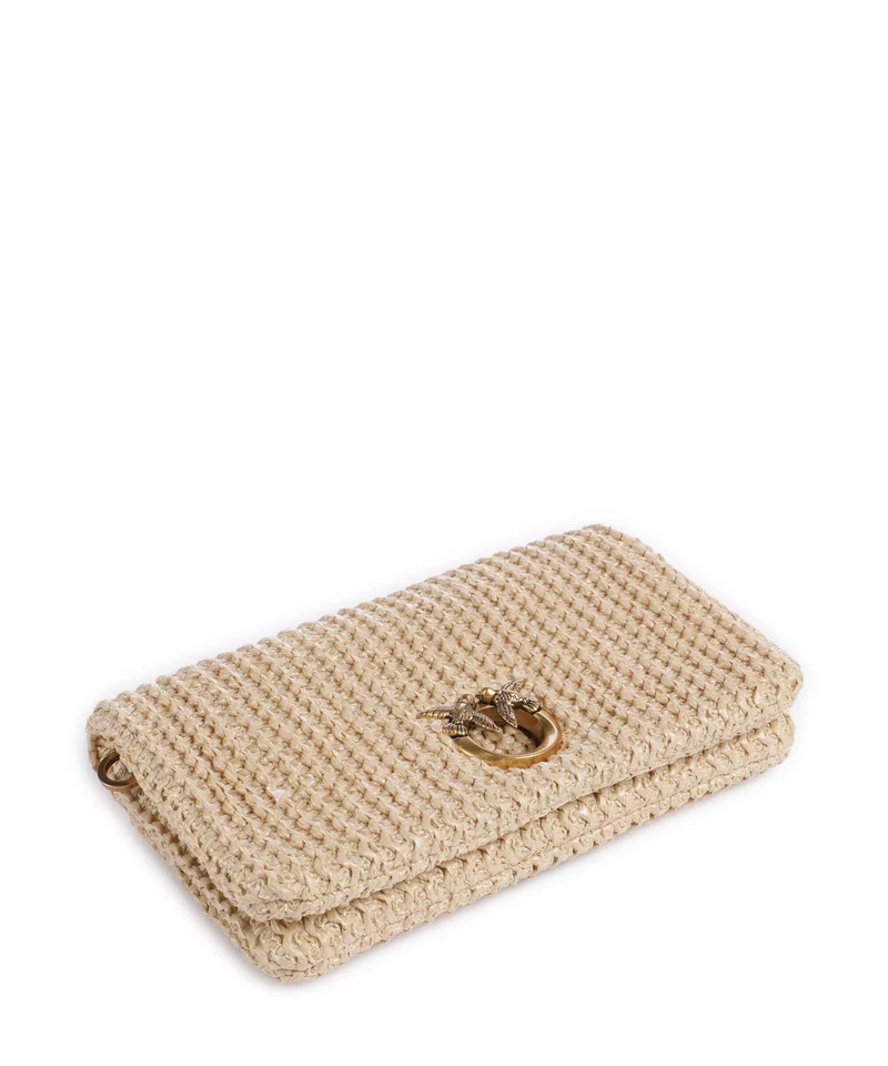 Pinko Love Click Soft Horizontal Mini Umhängetasche rafia/nero/antique gold